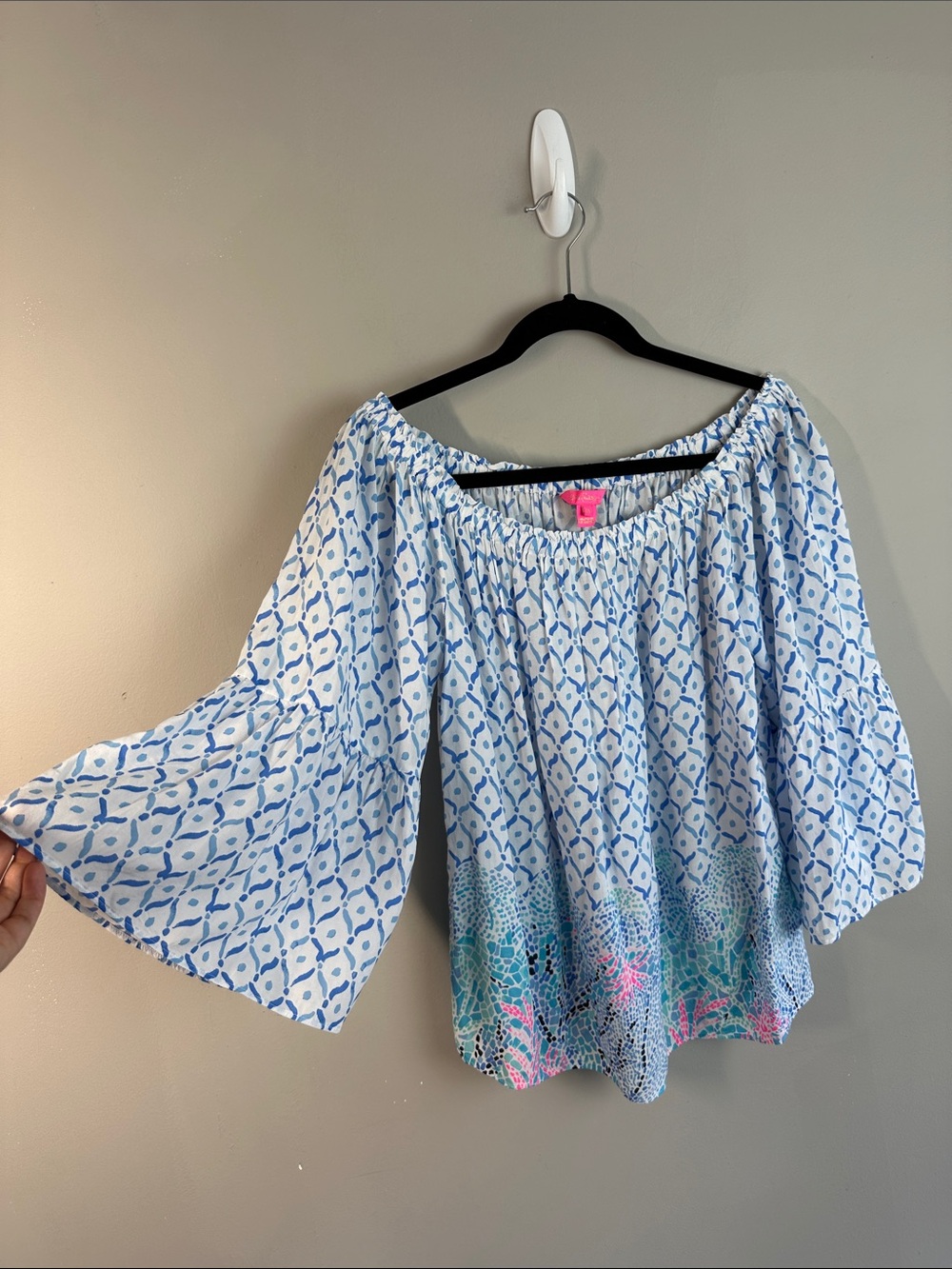 Lilly Pulitzer Nevie Off The Shoulder Blouse Size M Beach Resortwear - Picture 4 of 11